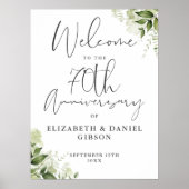 70th Wedding Anniversary Greenery Welcome Sign Poster (Voorkant)