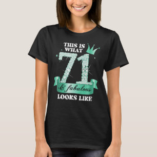 71 & Fabulous I Turquoise Black Party Group Photo T-shirt