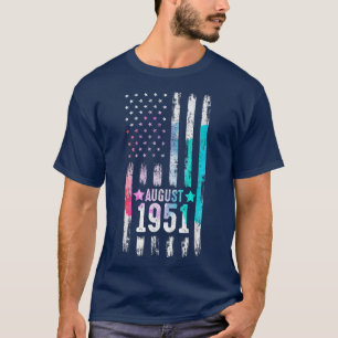 71 jaar oud, augustus 1951 Amerikaanse vlag 71e ge T-shirt