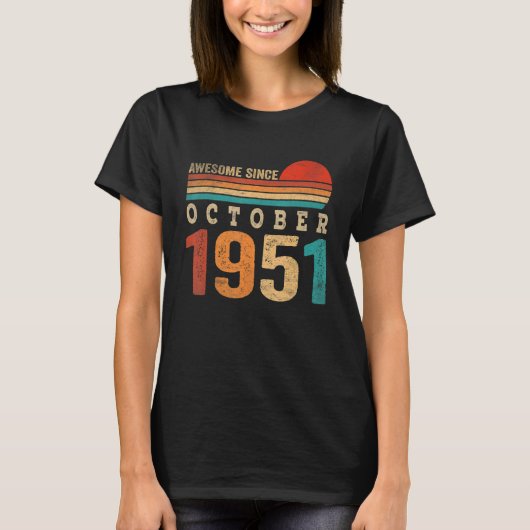 71 jaar oud Geweldige sinds oktober 1951 71ste geb T-shirt (Voorkant)