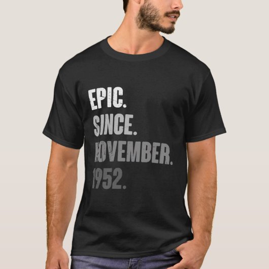 71 Jaar Oud November 1952 Grappig Retro 71st T-shirt (Voorkant)