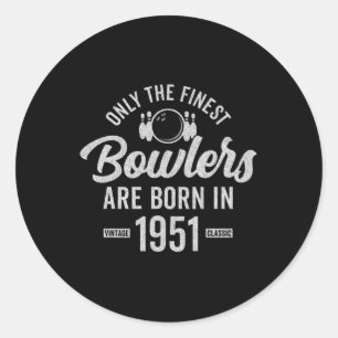 71 jaar oude Bowler Bowling 1951 71e verjaardag Ronde Sticker