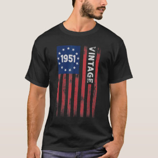 71 jaar oude Vintage 1951 Amerikaanse vlag 71ste g T-shirt