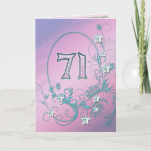 71e Birthday-kaart met diamantsterren Kaart