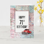 71e 'Birthday Red Retro'-vrachtwagen op kaart (Gele Bloem)