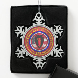 71e EOD-GROEP Tin Sneeuwvlok Ornament