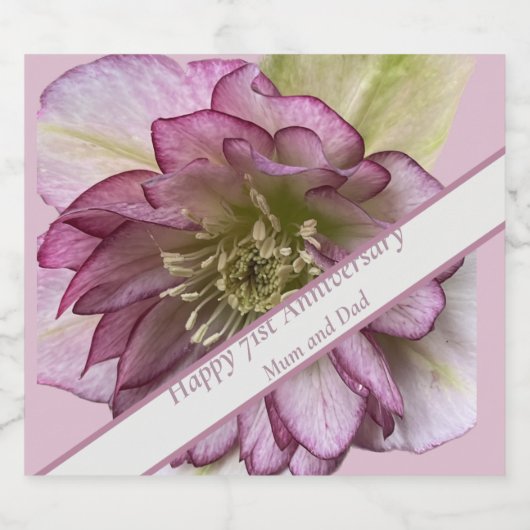 71e Jubileum bewerkbaar Sparkling Wijnetiket (Enkel label)