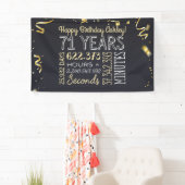71e verjaardag - 71 jaar in uren zwart en goud spandoek (Insitu)