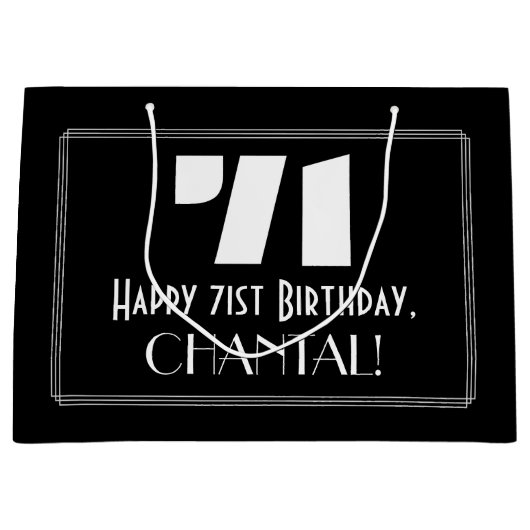 71e verjaardag ~ Art Deco geïnspireerde look "71"  Groot Cadeauzakje (Voorkant)