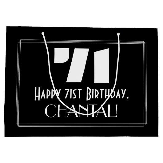 71e verjaardag ~ Art Deco geïnspireerde look "71"  Groot Cadeauzakje (Achterkant)
