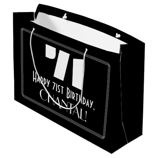 71e verjaardag ~ Art Deco geïnspireerde look "71"  Groot Cadeauzakje (Achterkant Gekanteld)