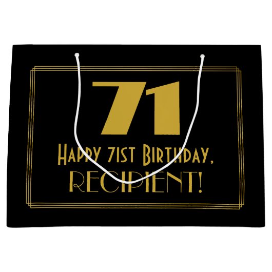 71e verjaardag — Art Deco geïnspireerde look "71"  Groot Cadeauzakje (Voorkant)