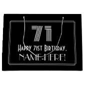 71e verjaardag — Art Deco geïnspireerde look "71" Groot Cadeauzakje (Voorkant)