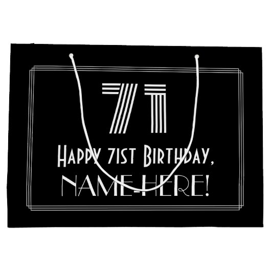 71e verjaardag — Art Deco geïnspireerde look "71" Groot Cadeauzakje (Achterkant)