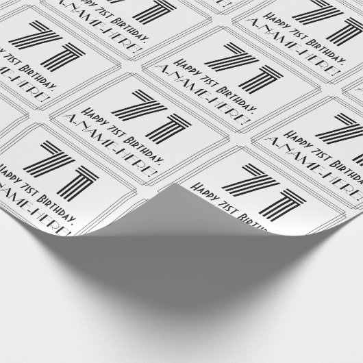 71e verjaardag: Art Deco geïnspireerde stijl "71"  Cadeaupapier (Hoek)