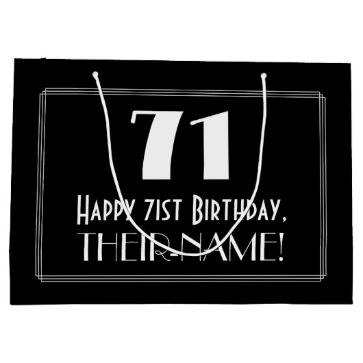 71e verjaardag: Art Deco geïnspireerde stijl "71", Groot Cadeauzakje (Achterkant)