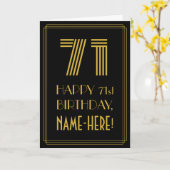 71e verjaardag: Art Deco geïnspireerde uitstraling Kaart (Gele Bloem)