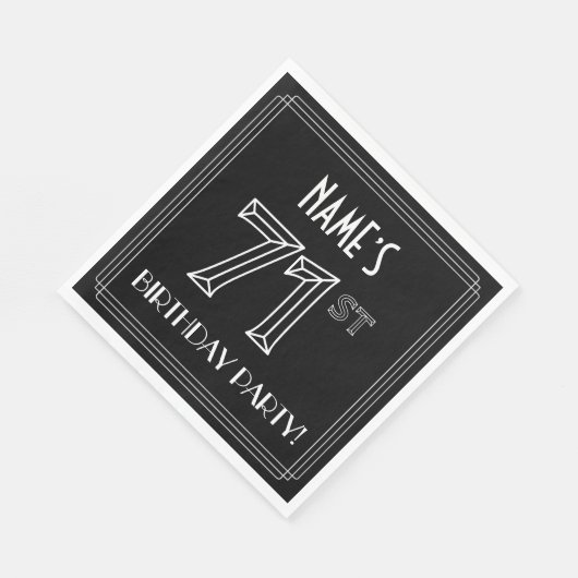 71e verjaardag: Art Deco Style + aangepaste naam Servet (Hoek)