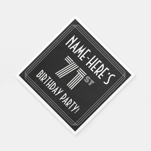 71e verjaardag: Art Deco Style + aangepaste naam Servet (Hoek)