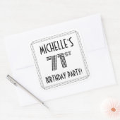 71e verjaardag: Art Deco Style + aangepaste naam Vierkante Sticker (Envelop)