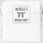 71e verjaardag: Art Deco Style + aangepaste naam Vierkante Sticker (Tas)