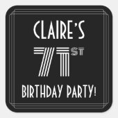71e verjaardag: Art Deco Style en aangepaste naam Vierkante Sticker (Voorkant)