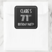 71e verjaardag: Art Deco Style en aangepaste naam Vierkante Sticker (Tas)