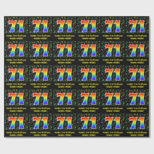 71e verjaardag: Colorful Music Symbols, Rainbow 71 Cadeaupapier