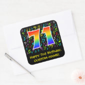 71e verjaardag: Colorful Music Symbols, Rainbow 71 Vierkante Sticker (Envelop)