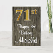 71e verjaardag: Elegant Faux Gold Look #, Faux Woo Kaart (Voorkant)