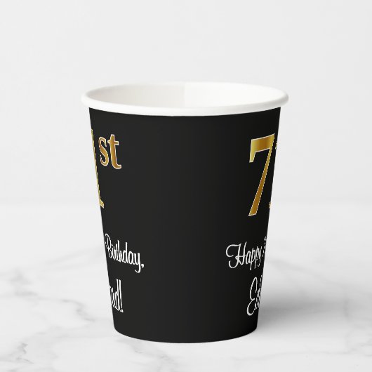 71e verjaardag - Elegante luxe Faux Gold look # Papieren Bekers (Links)