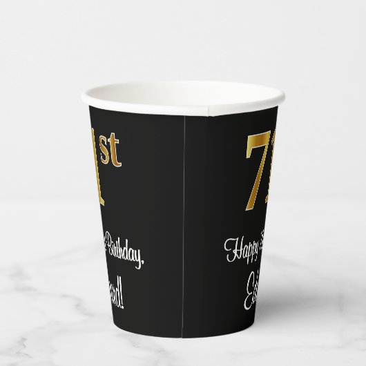 71e verjaardag - Elegante luxe Faux Gold look # Papieren Bekers (Rechts)