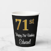 71e verjaardag - Elegante luxe Faux Gold look # Papieren Bekers (Voorkant)