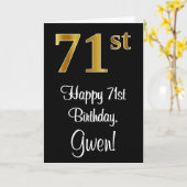 71e verjaardag ~ Elegante luxe faux gouden look # Kaart (Gele Bloem)