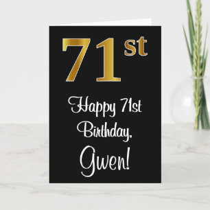 71e verjaardag ~ Elegante luxe faux gouden look # Kaart