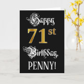 71e verjaardag — Fancy script; Faux Gold Kijk; naa Kaart (Gele Bloem)