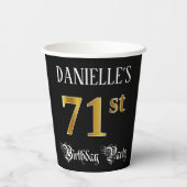 71e verjaardag — Fancy script, Faux Gold look Papieren Bekers (Achterkant)