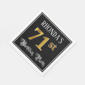 71e verjaardag — Fancy script, Faux Gold look Servet (Hoek)