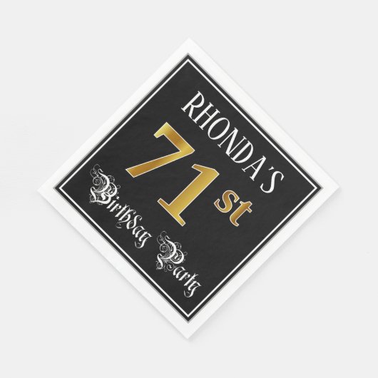 71e verjaardag — Fancy script, Faux Gold look Servet (Hoek)