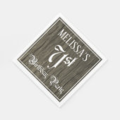 71e verjaardag — Fancy script, Faux Wood Kijk Servet (Hoek)