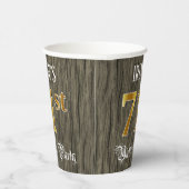 71e verjaardag — Faux Gold & Faux Wood Papieren Bekers (Rechts)