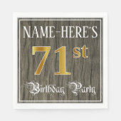 71e verjaardag — Faux Gold & Faux Wood Servet (Voorkant)