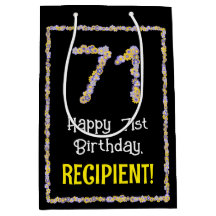 71e verjaardag: Floral Flowers Number, Custom Name