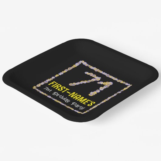 71e verjaardag: Floral Flowers Number, Custom Name Papieren Bordje (Gebogen)