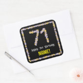 71e verjaardag: Floral Flowers Number, Custom Name Vierkante Sticker (Envelop)
