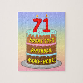 71e verjaardag: Fun Cake and Candles + Custom Name Legpuzzel