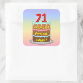71e verjaardag: Fun Cake and Candles + Custom Name Vierkante Sticker (Tas)