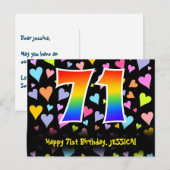 71e verjaardag: Fun Hearts-patroon, Regenboog 71 Briefkaart (Voorkant / Achterkant)