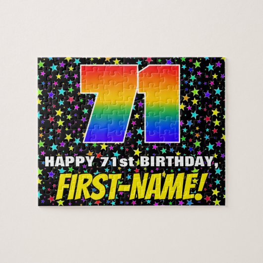 71e verjaardag — Fun, kleurrijk Star Field Pattern Legpuzzel (Horizontaal)