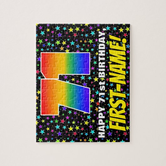 71e verjaardag — Fun, kleurrijk Star Field Pattern Legpuzzel (Verticaal)